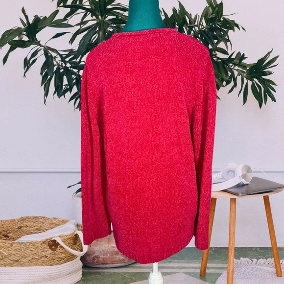 Vintage Sag Harbor Magenta Cable Knit Sweater - Picture 3 of 5